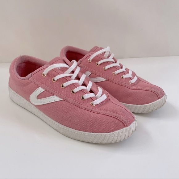 TRETORN Women's Pink White Gold Nylite Canvas Sneakers Size 8.5 - Picture 1 of 8